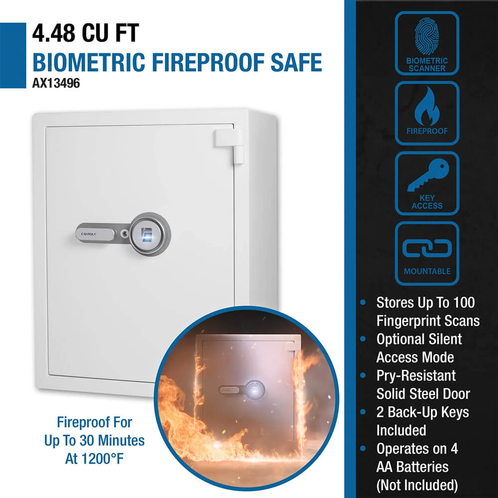 *Barska AX13496 Biometric Fireproof Safe - White - Dean Safe