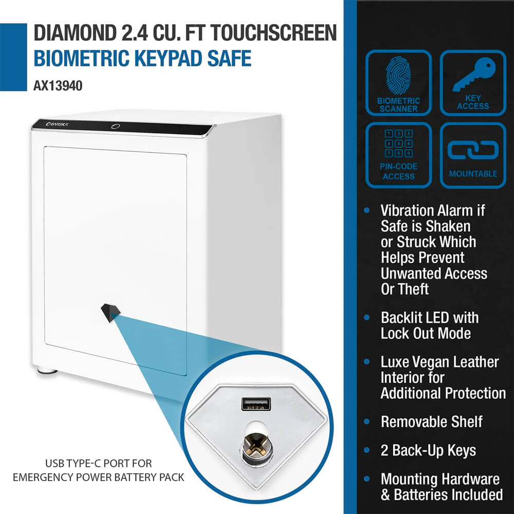 Barska AX13940 Diamond Touchscreen Biometric Keypad Security Safe - Dean Safe