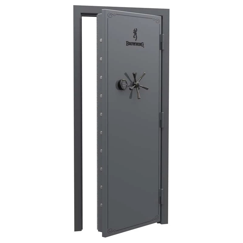Browning Standard Out-Swing Vault Door in matte steel with heavy-duty locking mechanism and secure frame for safekeeping.