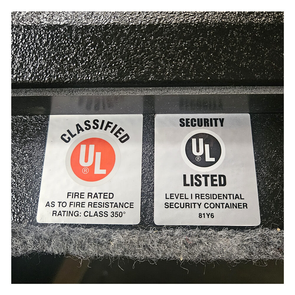 Used Dean Safe AMSEC BF2116 fire-rated burglary safe with black textured finish, UL Listed for security and fire protection.