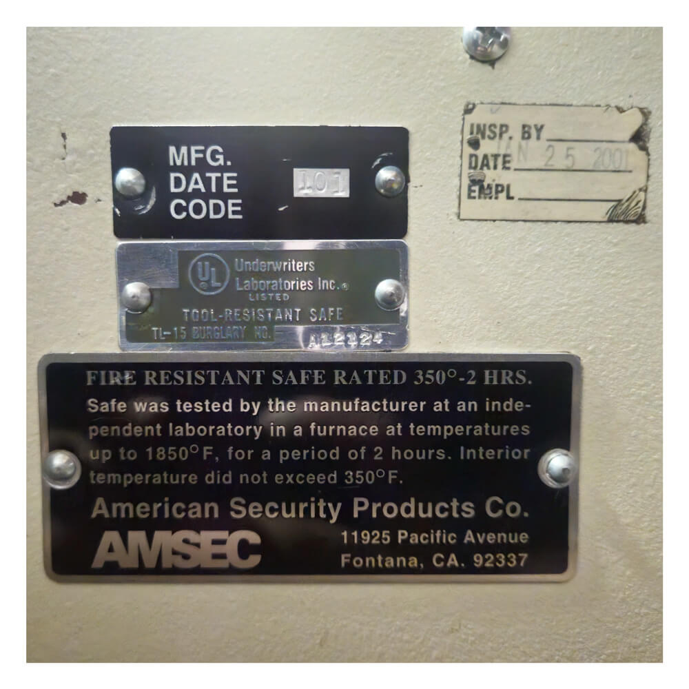 AMSEC AMVAULT CE2518 2001 Used High Security Safe