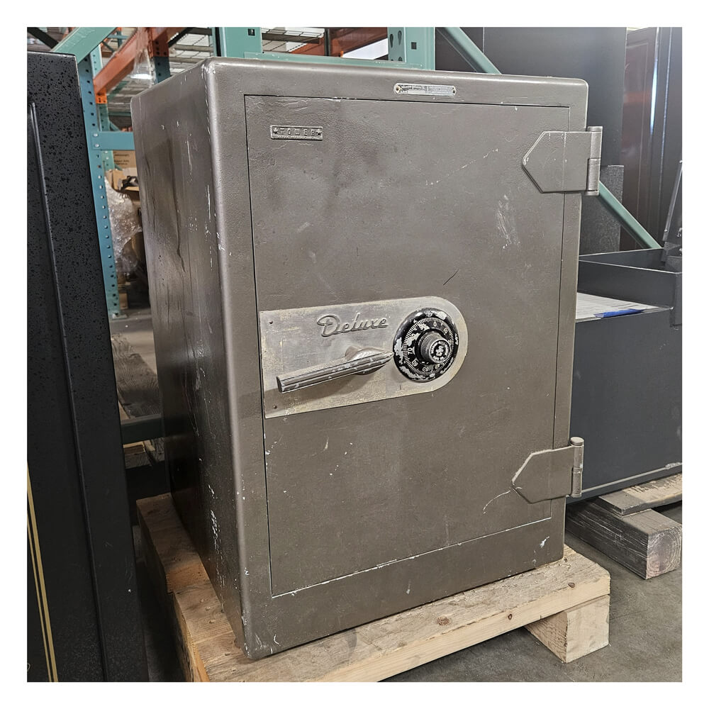 Used Tower Deluxe Metal Safe - Teal/Metallic Finish - Dean Safe