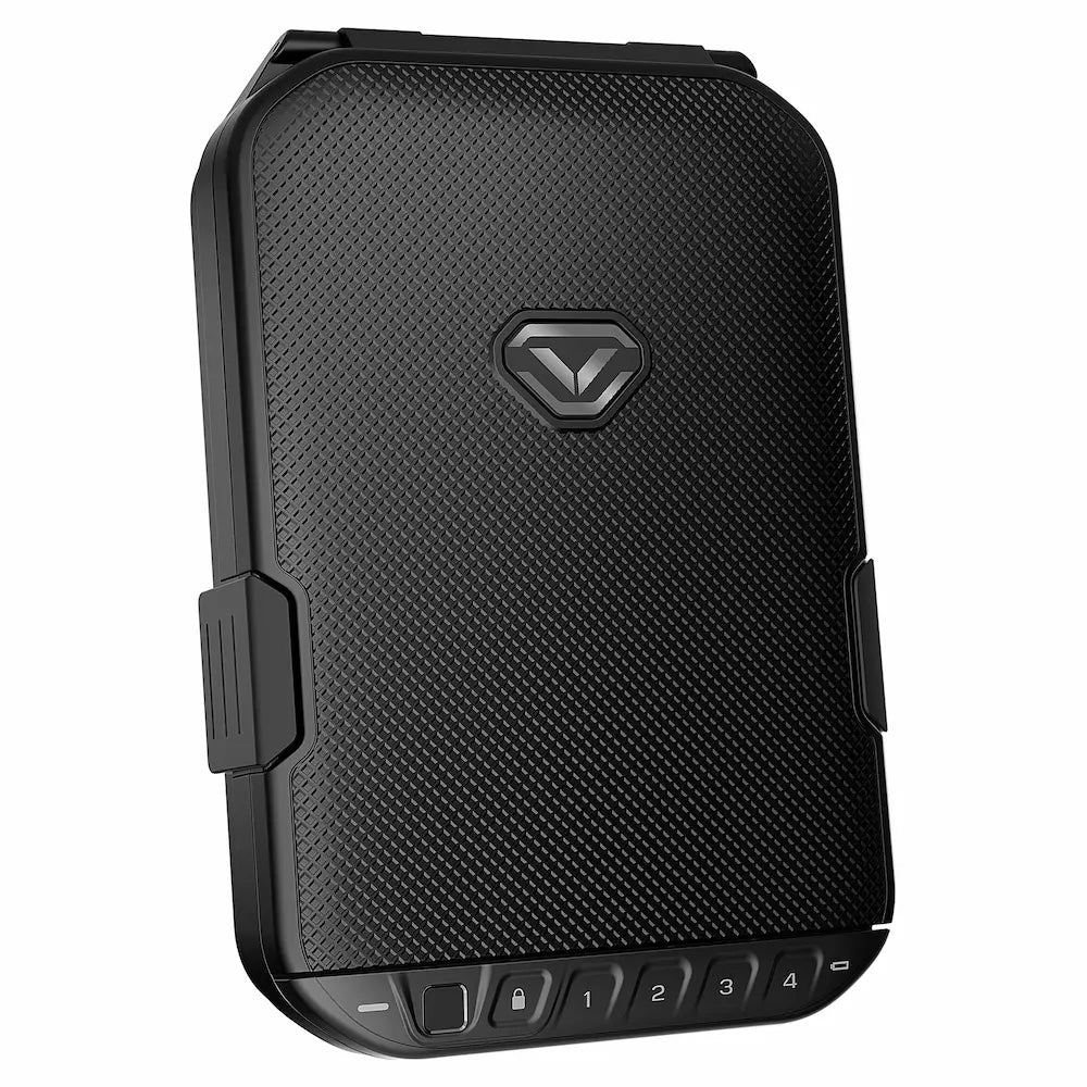Black Vaultek LifePod 10 biometric rugged portable safe with anti-theft lock box features and weather-resistant design.
