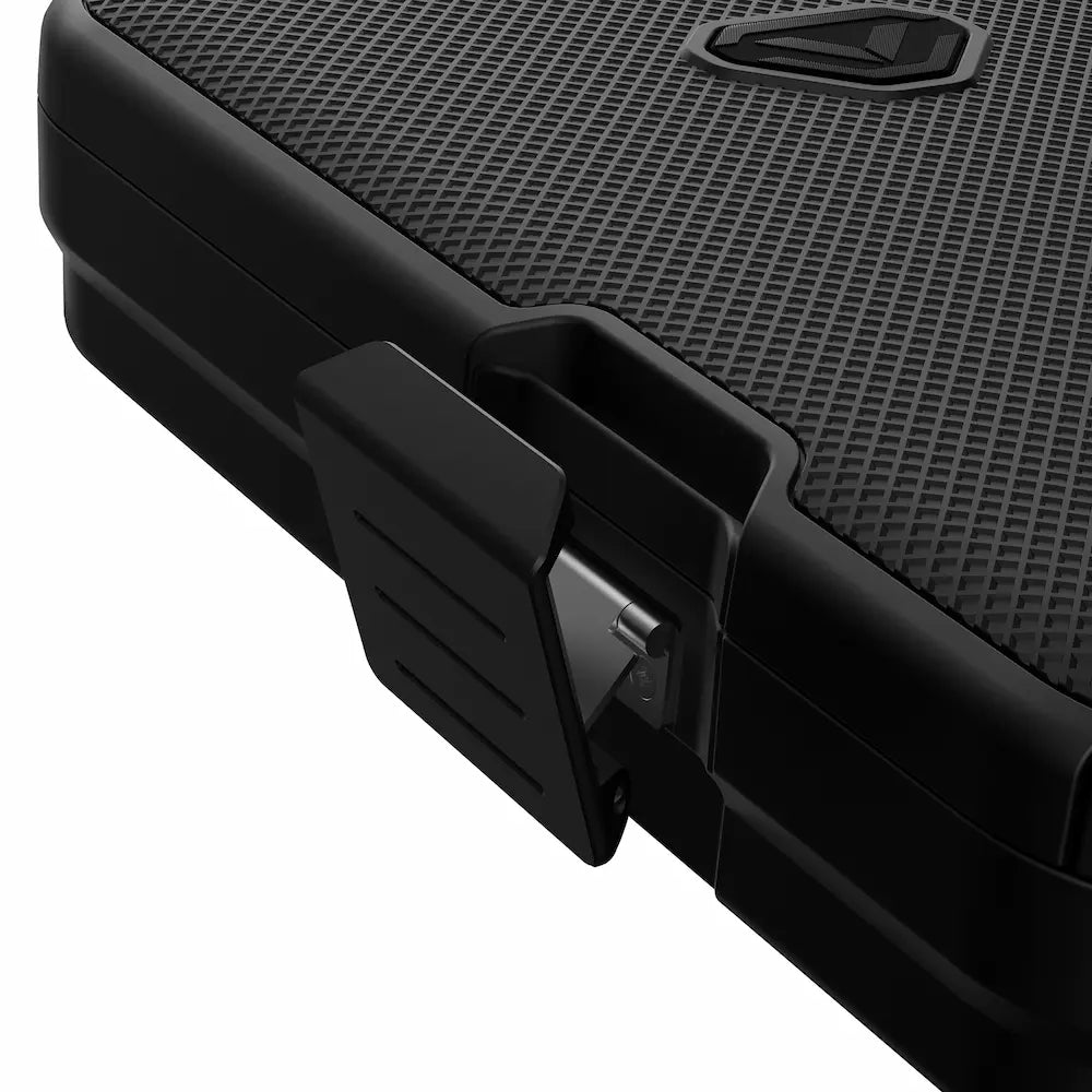 Vaultek LifePod 10 biometric rugged weather-resistant portable safe with compression latches and anti-theft lock box features.
