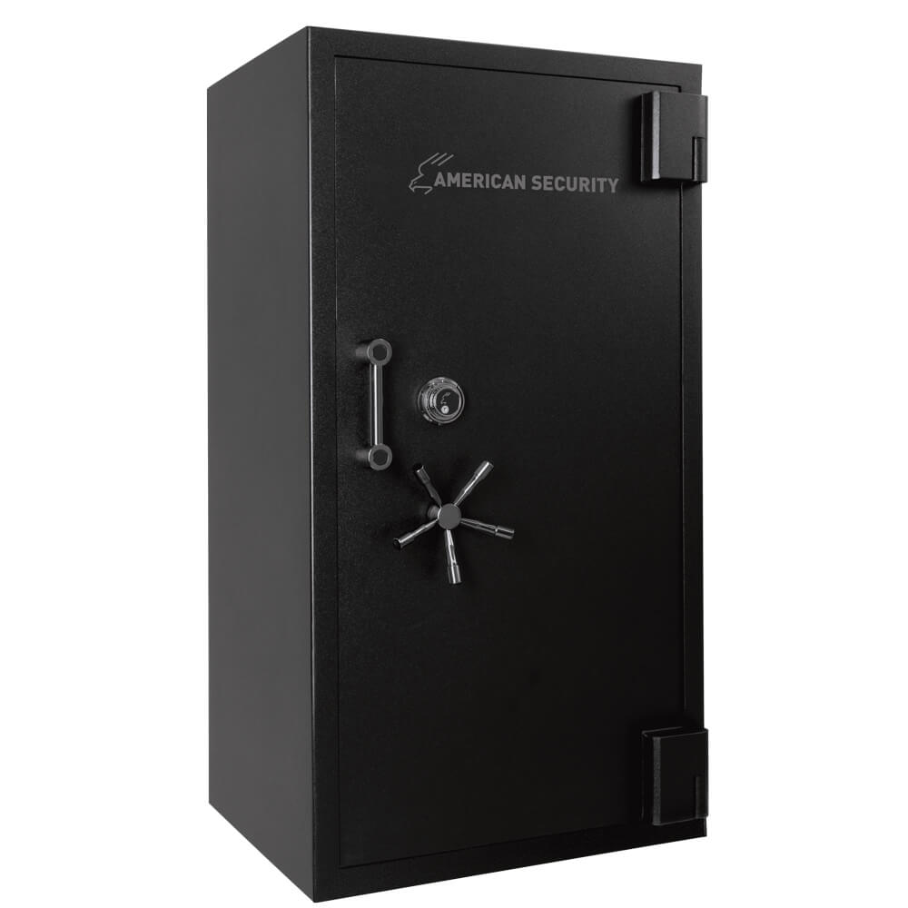 Closed view of the American Security RF582820X6 TL-30x6 high security gun safe with sturdy steel construction and digital lock.