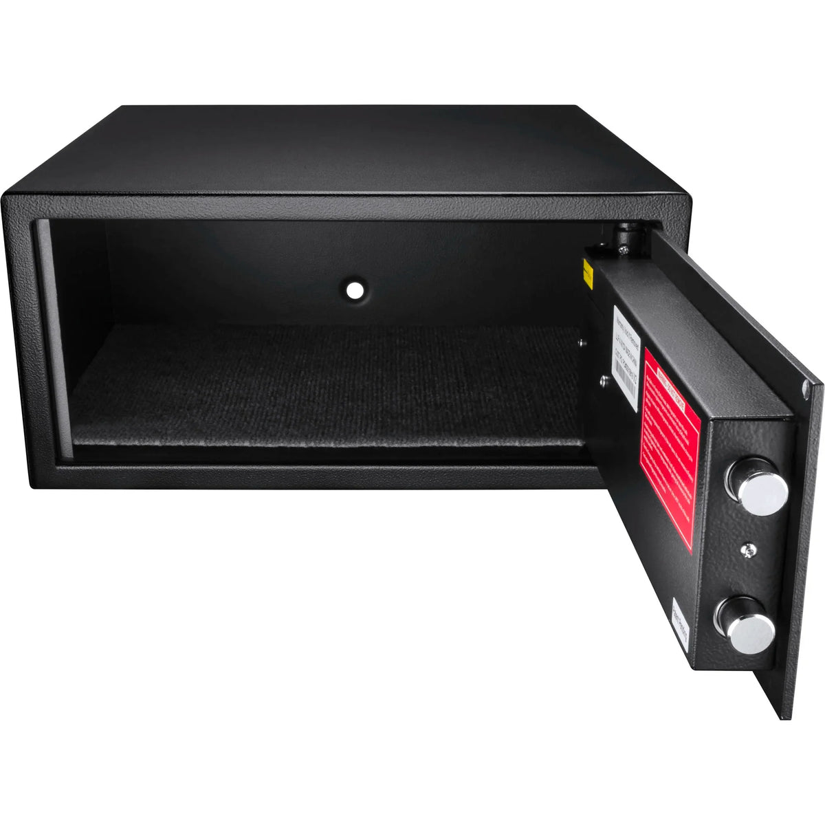 Black Barska AX11224 safe with open door on a white background
