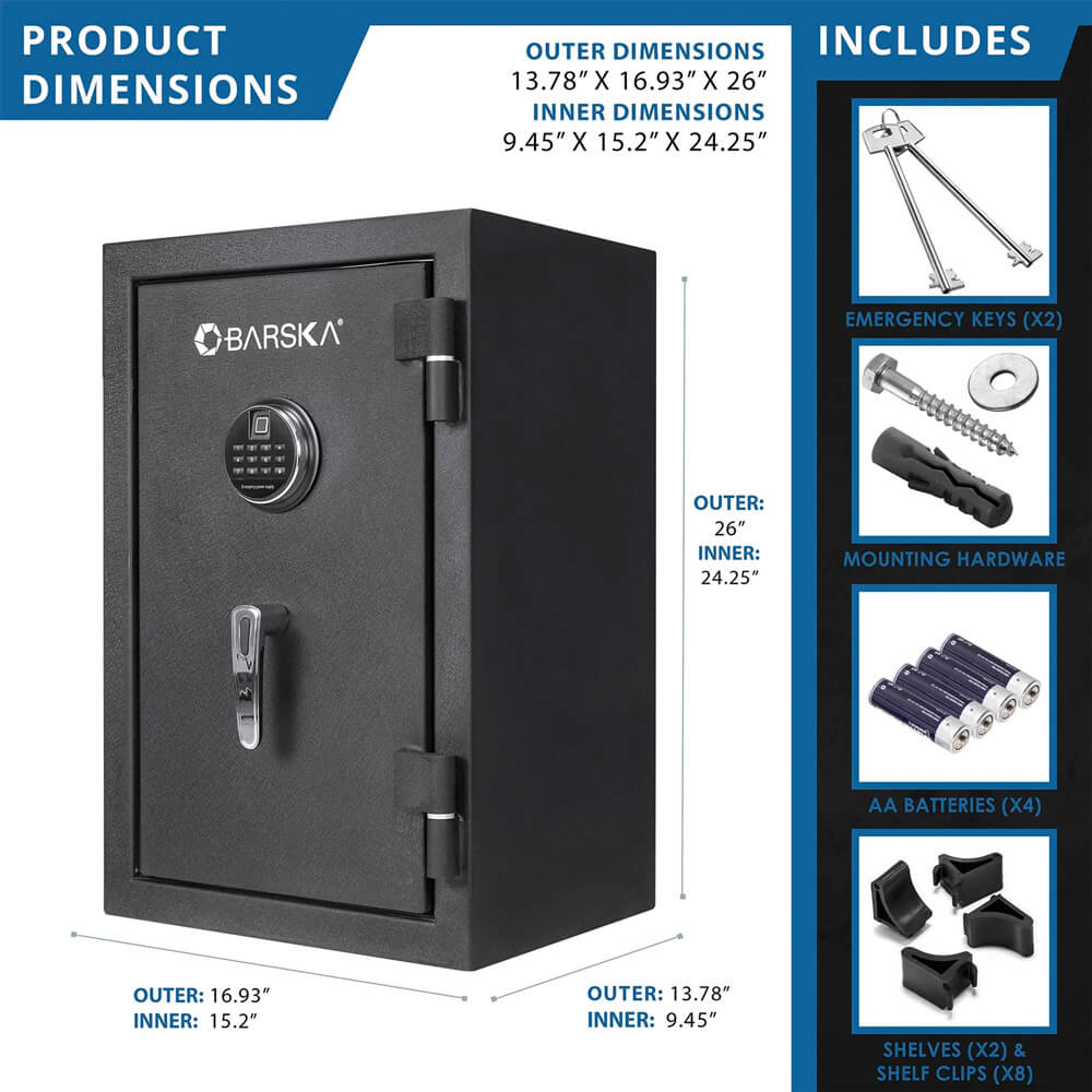 *Barska AX13744 Biometric Keypad Fire Resistant Safe - Dean Safe 