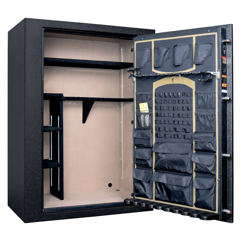 Interior view of Browning Yellowstone YS40 gun safe showing secure storage compartments and protected firearm organization.