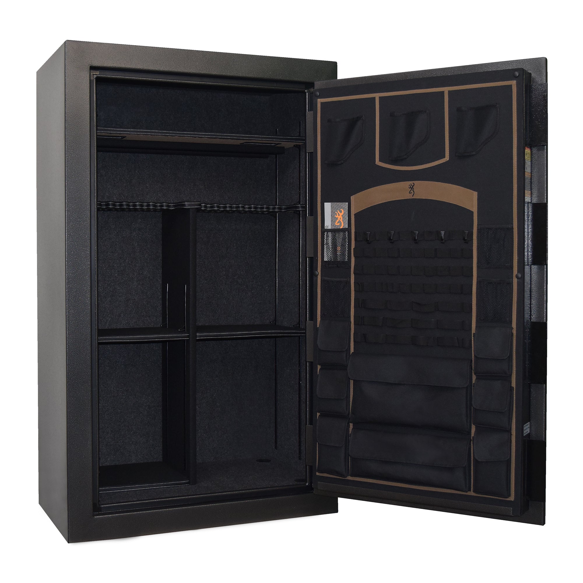 Interior view of Browning Full Metal Jacket FMJ 32 gun safe showing secure storage and interior shelving.
