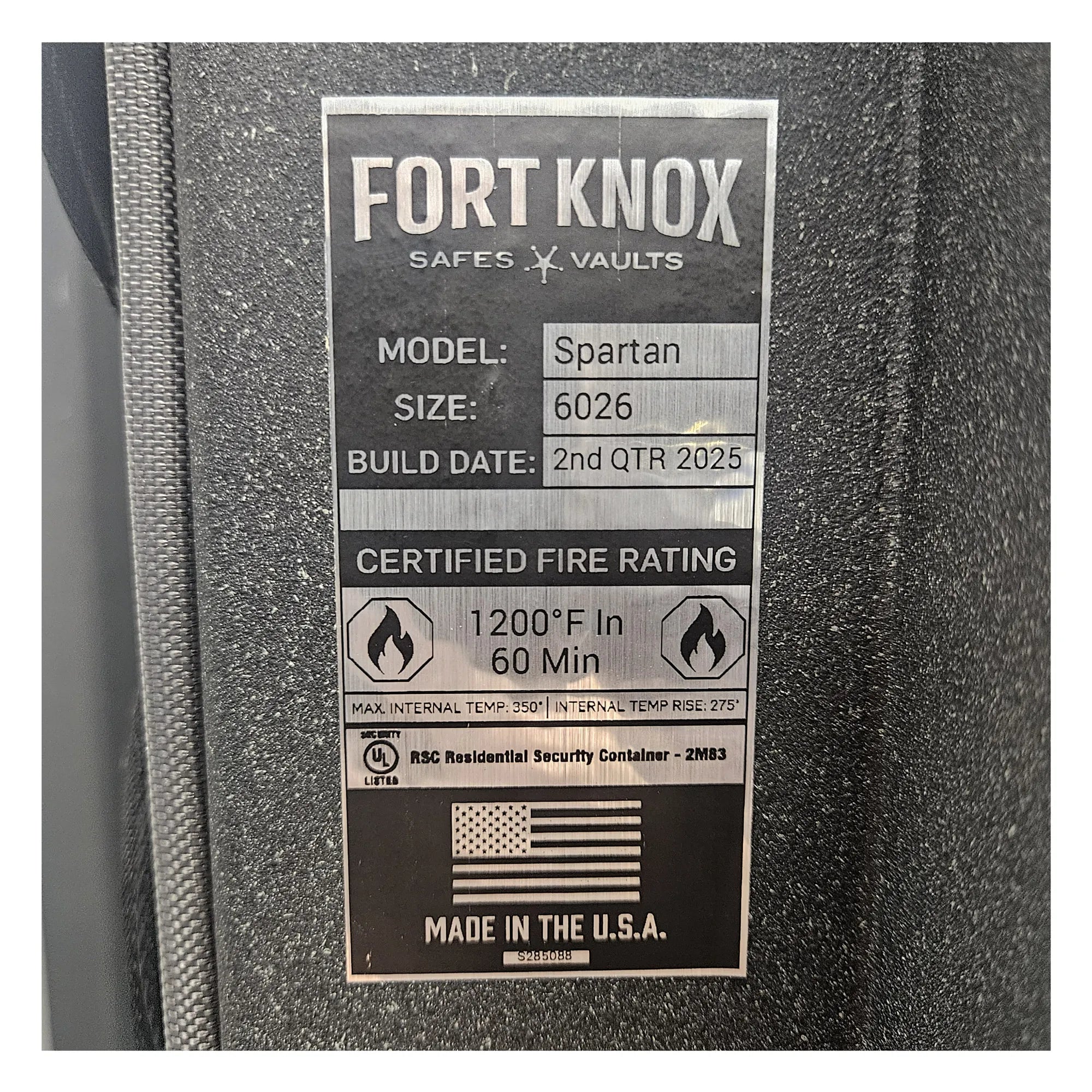 Dean Safe Fort Knox Spartan 6026 dark granite used gun safe with major scratches and paint blemishes