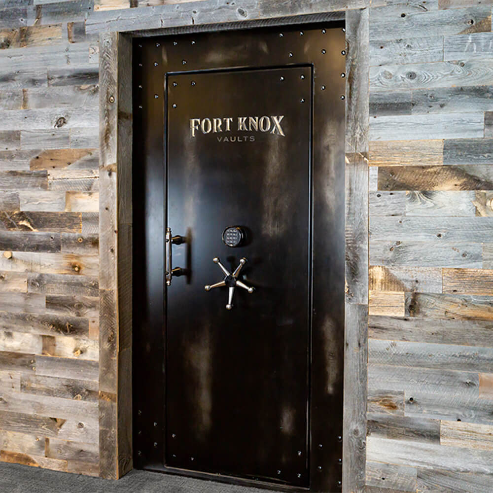 Fort Knox Vault Door Distressed Executive Out-Swing 9640 Lifestyle Image - Dean Safe 