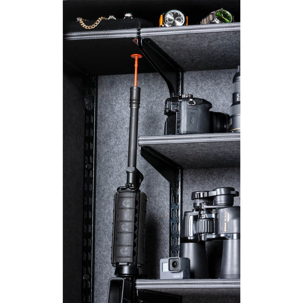 Close-up of Rhino Longhorn LGX4224W home safe interior showing secure locking mechanism and spacious storage area.