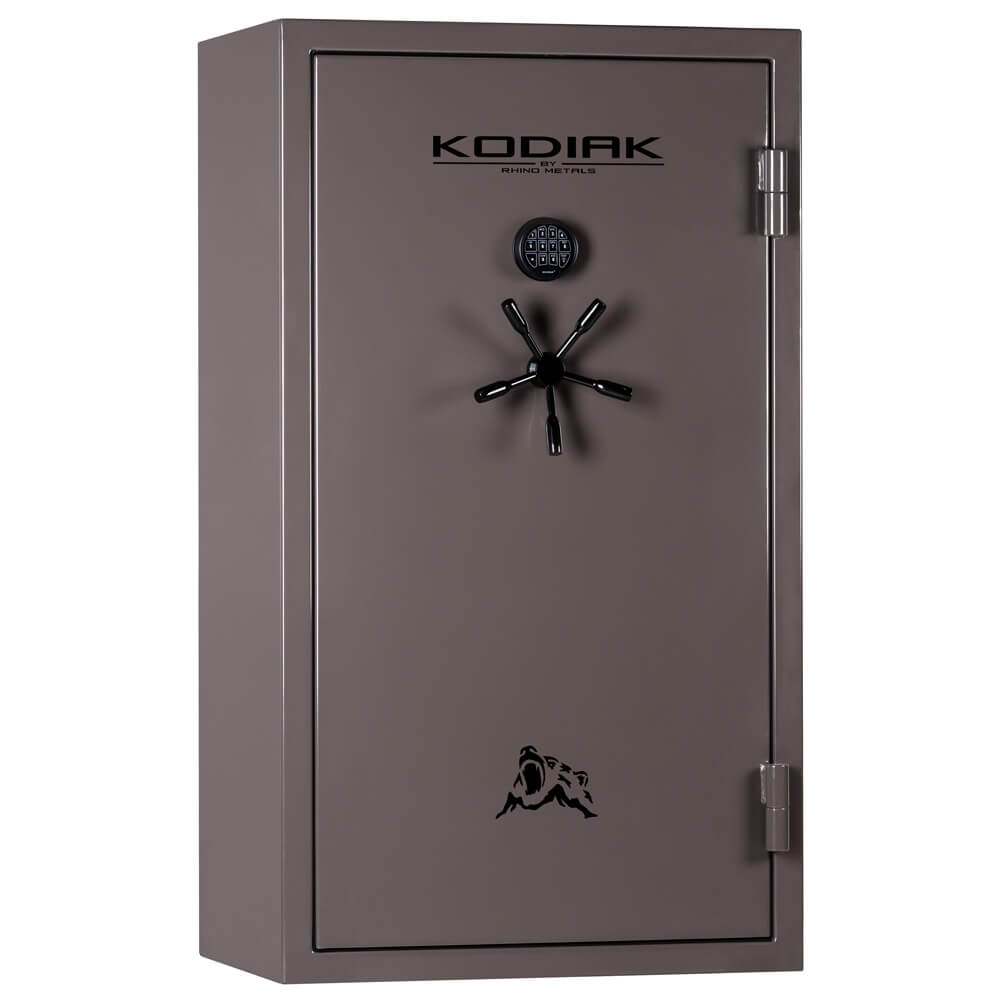 Rhino Safe Kodiak KGXR5933 gun safe with black exterior and digital lock, shown in a secure, sturdy design.