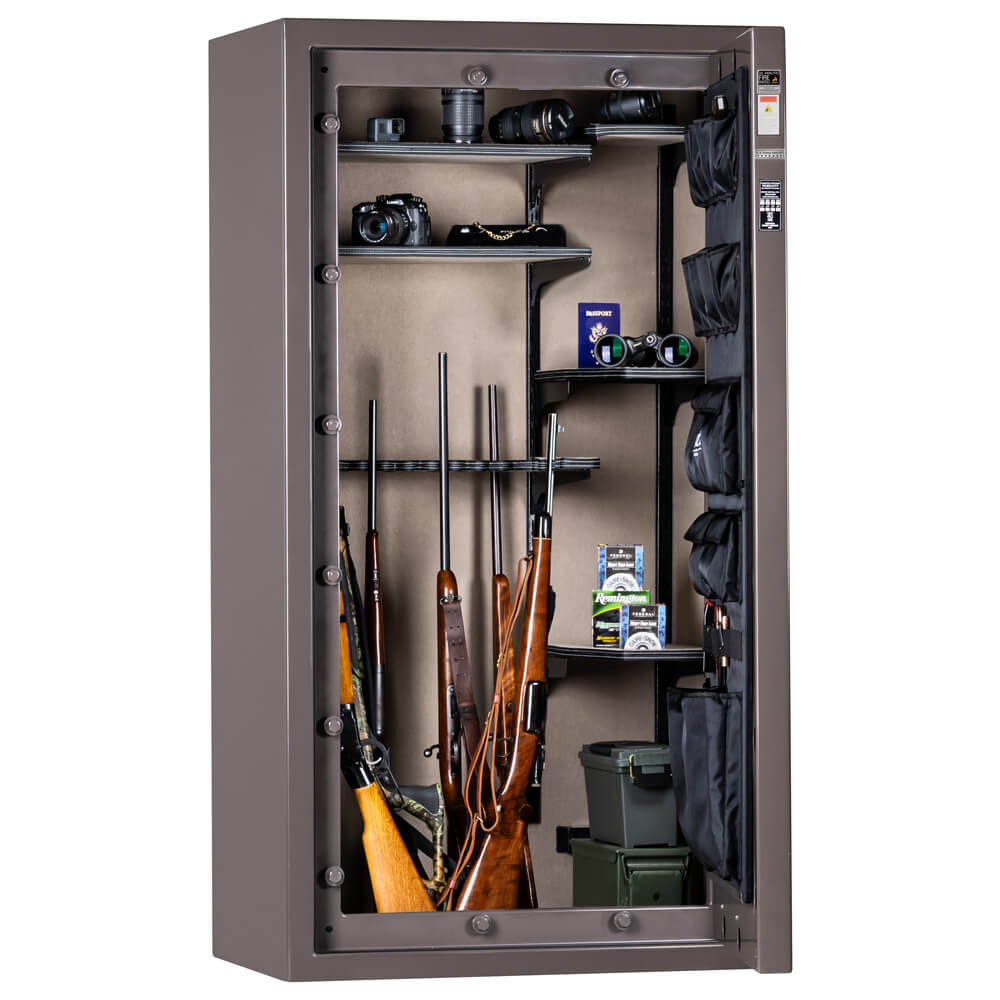 Rhino Kodiak KGXR6736 gun safe with black exterior, digital keypad lock, and sturdy steel construction for secure firearm storage.