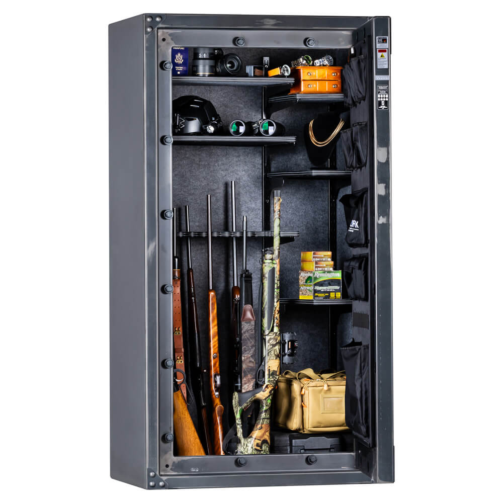Interior view of Rhino Kodiak KSXR6736 gun safe showing secure storage compartments and spacious interior design.