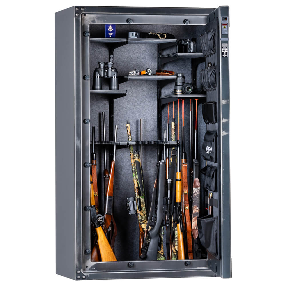 Interior view of Rhino Kodiak KSXR7141 gun safe with reinforced steel construction and secure storage for firearms.