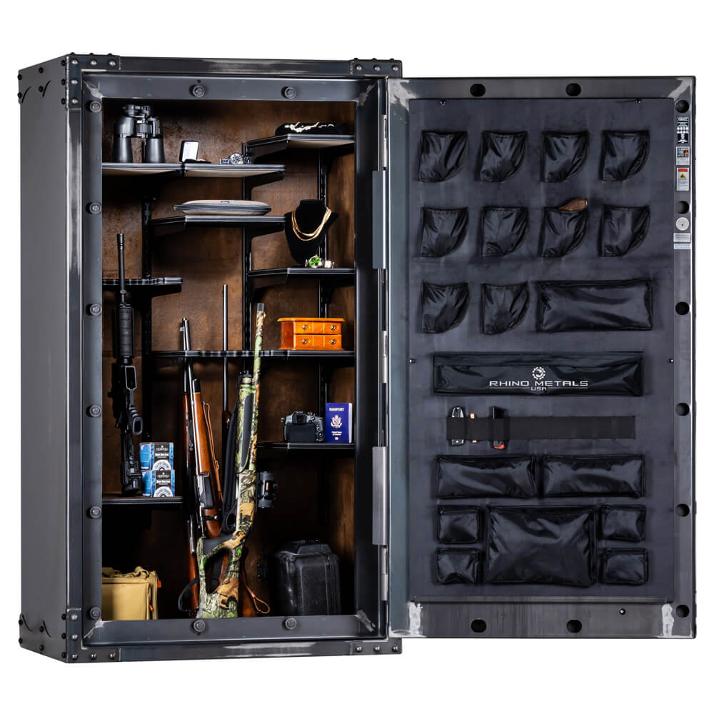 Interior view of Rhino Safe Lightning LIX7241 gun safe showing secure storage compartments and interior padding.