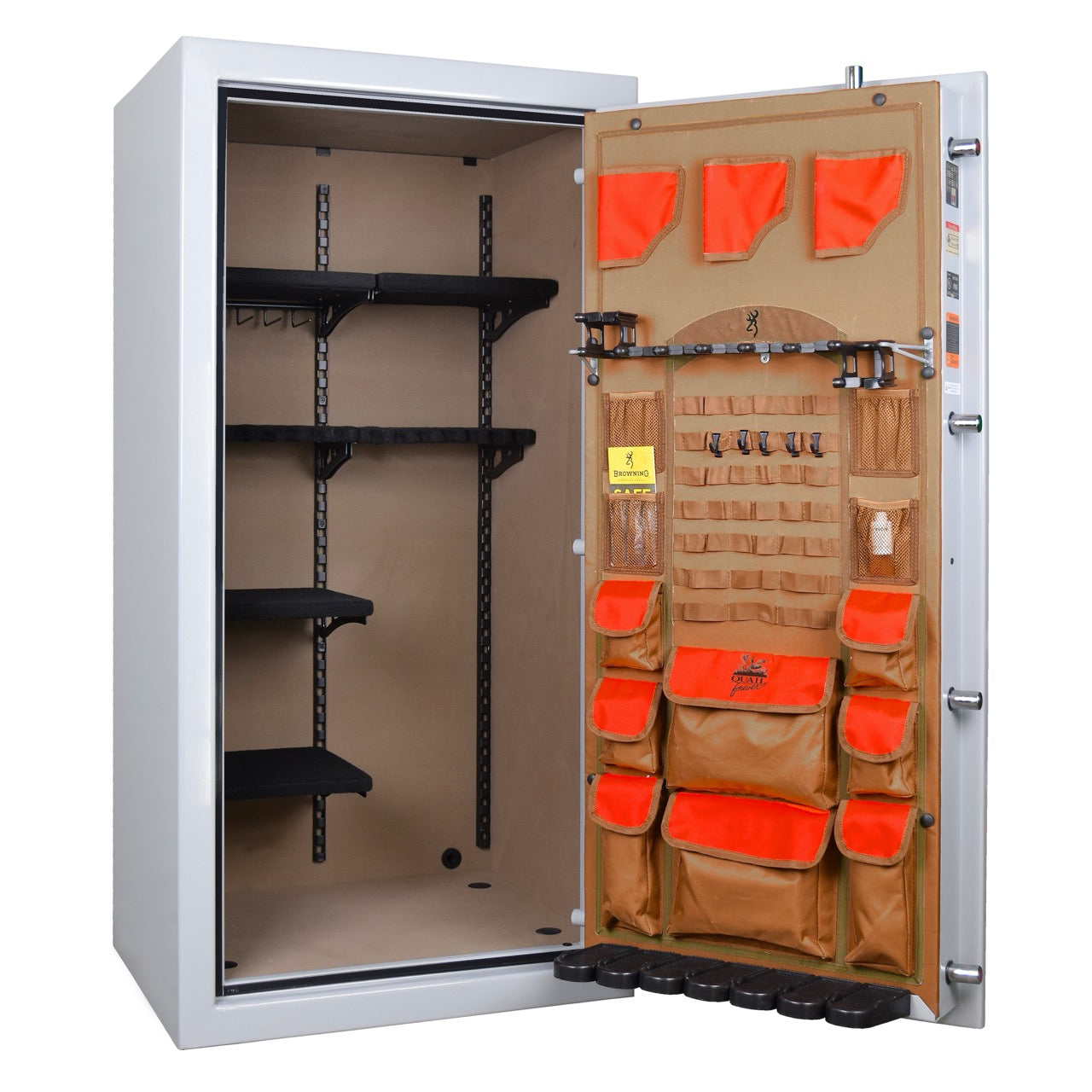Interior view of Browning Sporter 33 Quail Forever Upland Edition gun safe showing organized storage for firearms and accessories.