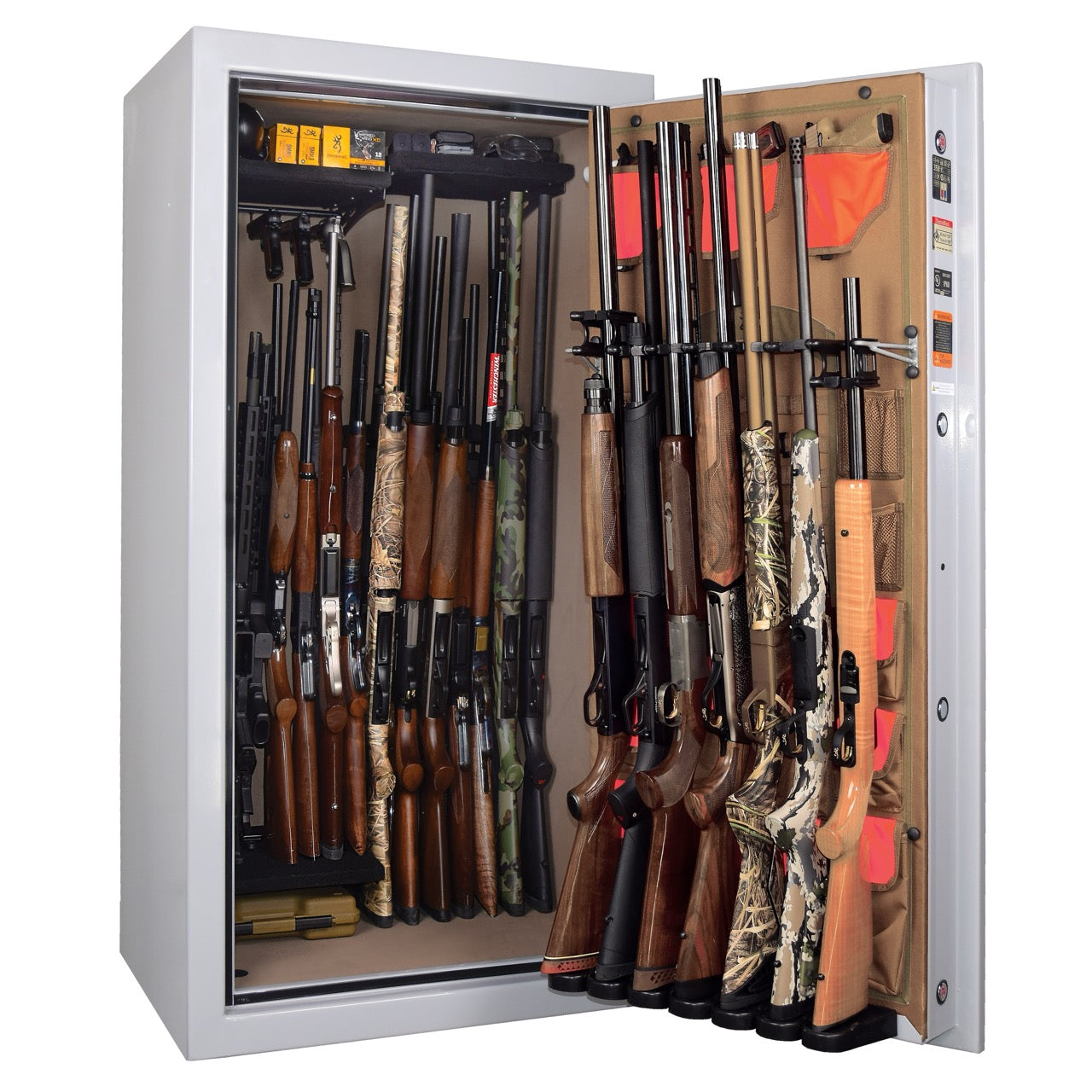 Interior of Browning Sporter 33 Quail Forever Upland Edition gun safe with organized space for firearms and accessories.