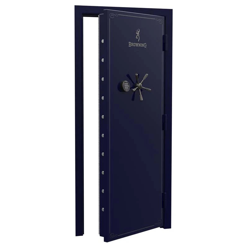 Browning Standard Out-Swing Vault Door with blue finish, sturdy steel construction and secure locking mechanism.