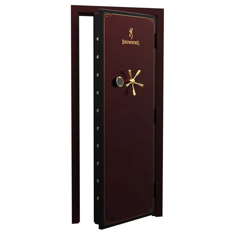 Browning standard out-swing vault door with gold finish, heavy-duty steel construction, and secure locking mechanism.