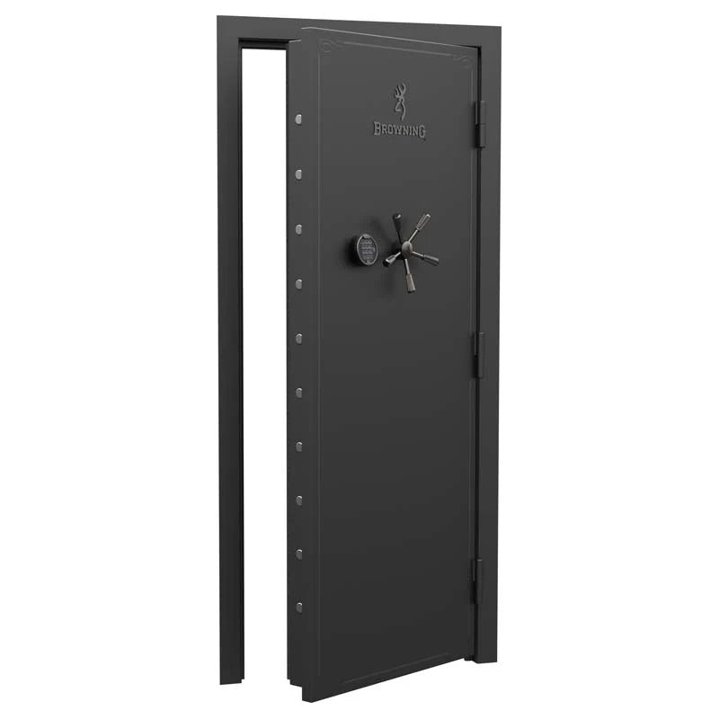Browning Standard Out-Swing Vault Door with black finish and secure locking mechanism, designed for vault security.