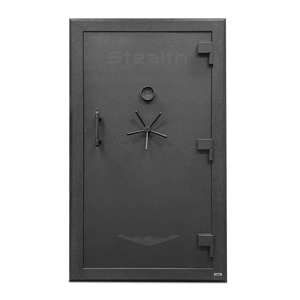 Stealth Premier 50 gun safe with sturdy steel construction and digital lock, designed for secure firearm storage.