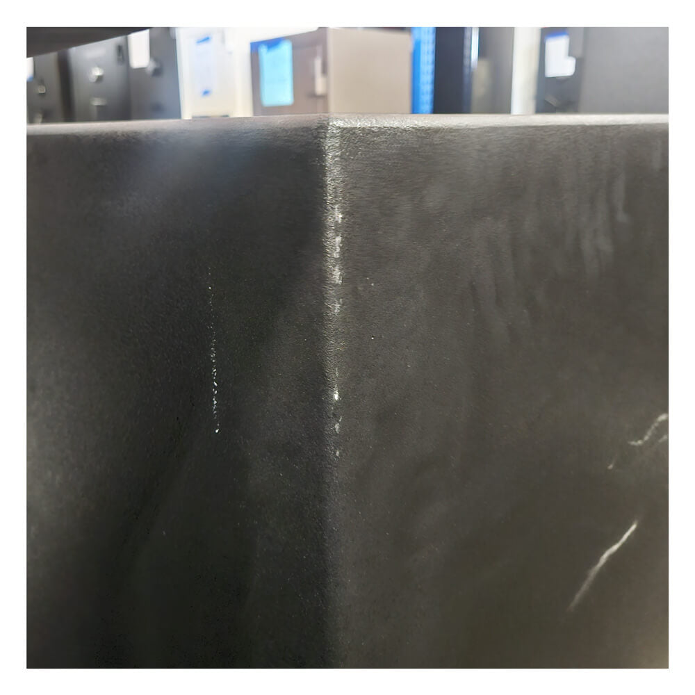 Used Dean Safe AMSEC BF2116 fire-rated burglary safe with black exterior and text label, UL listed for security and fire protection.