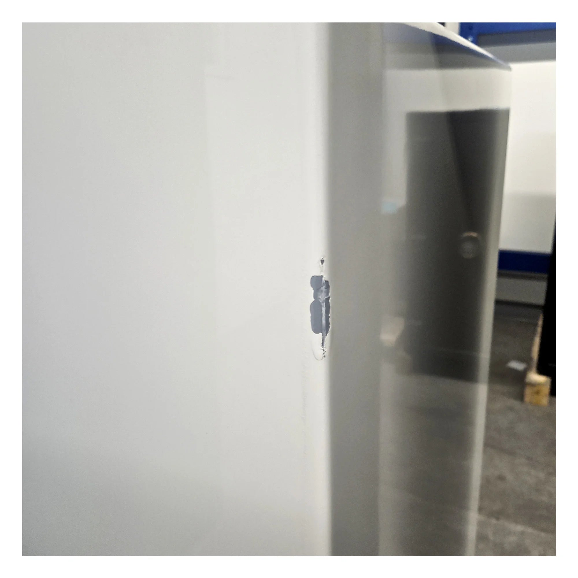 Used Dean Safe AMSEC BF3416 white gloss burglar and fire safe with paint chips and scratches