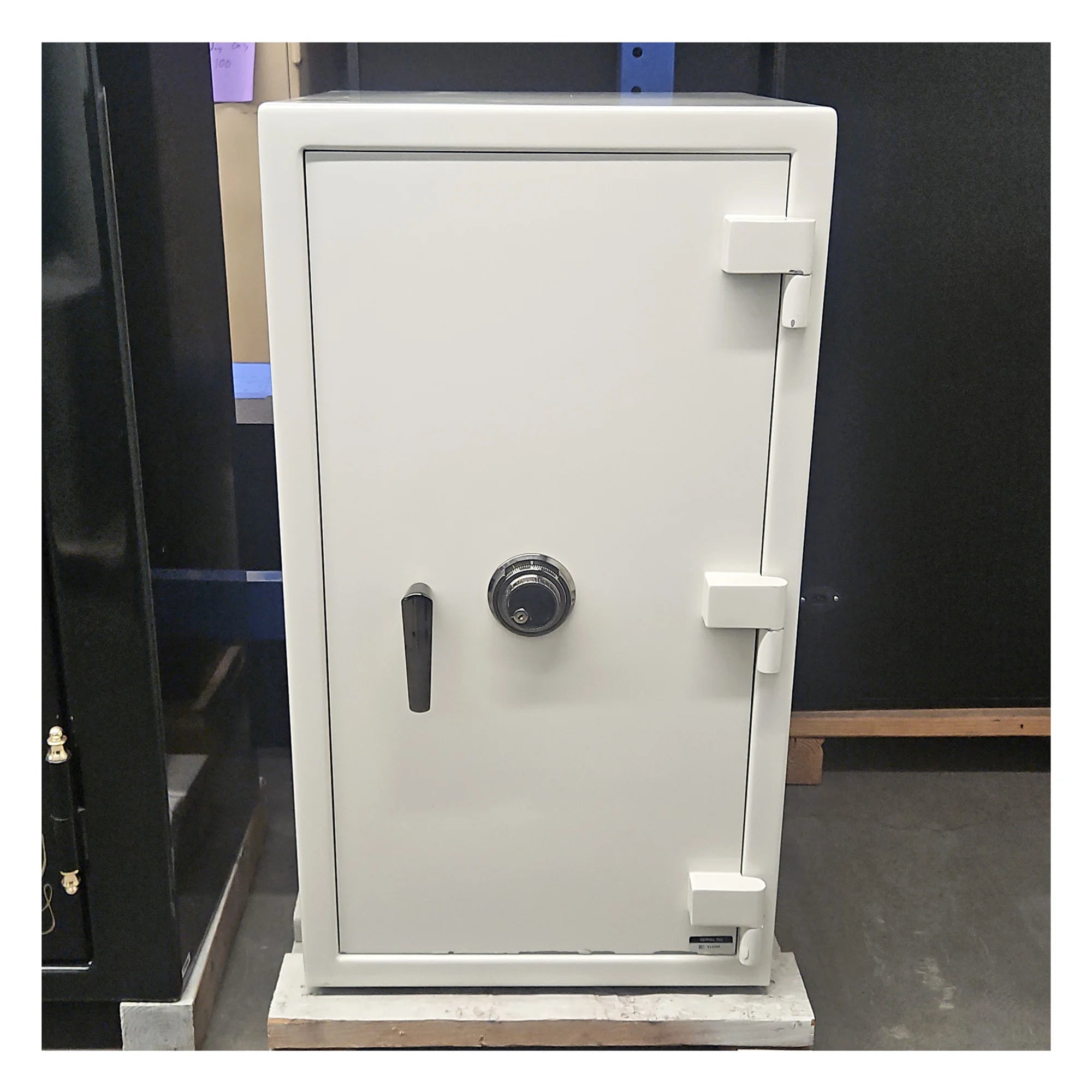 Used Dean Safe AMSEC BF3416 white gloss burglar and fire safe with paint chips and scratches