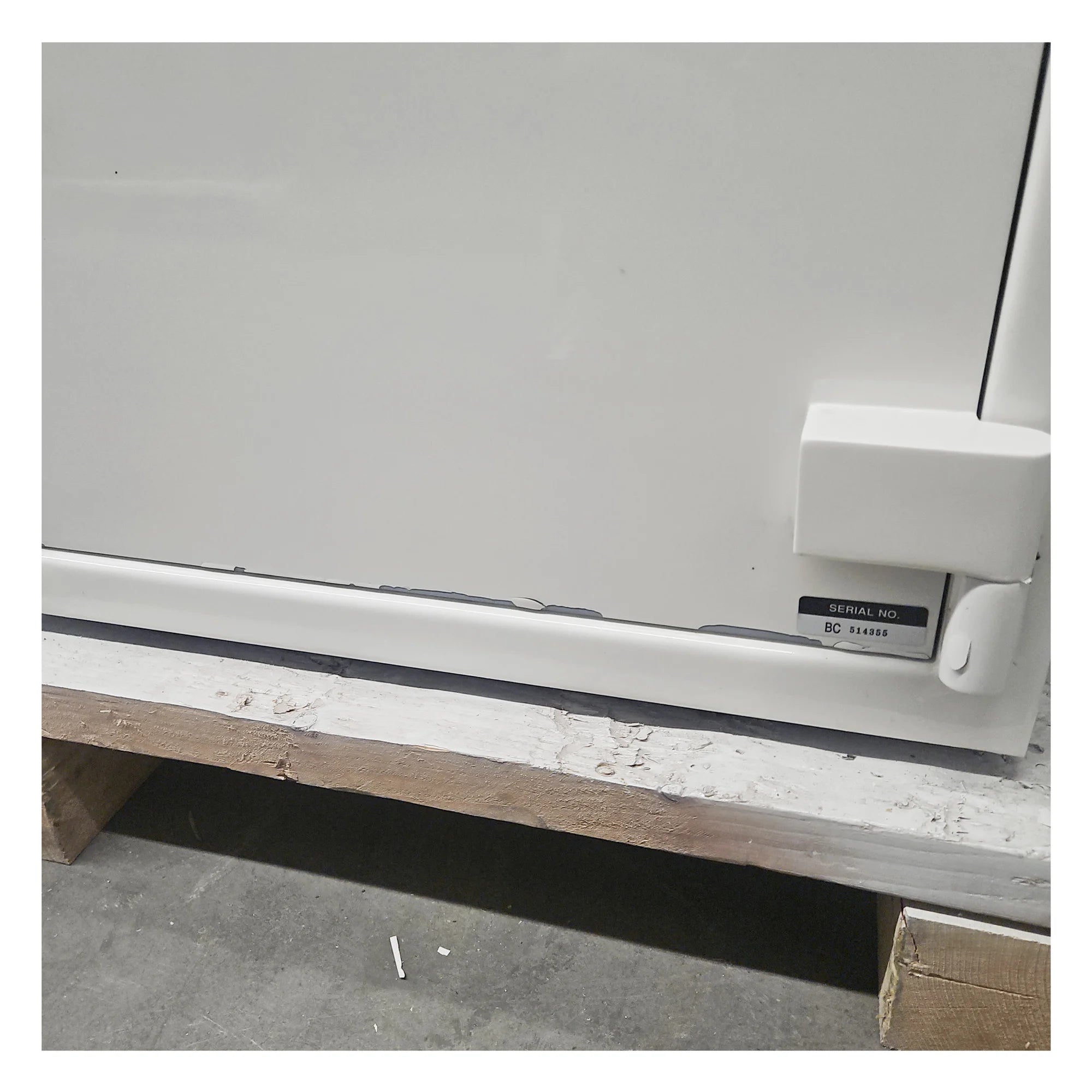 Used Dean Safe AMSEC BF3416 white gloss burglar and fire safe with paint chips and scratches