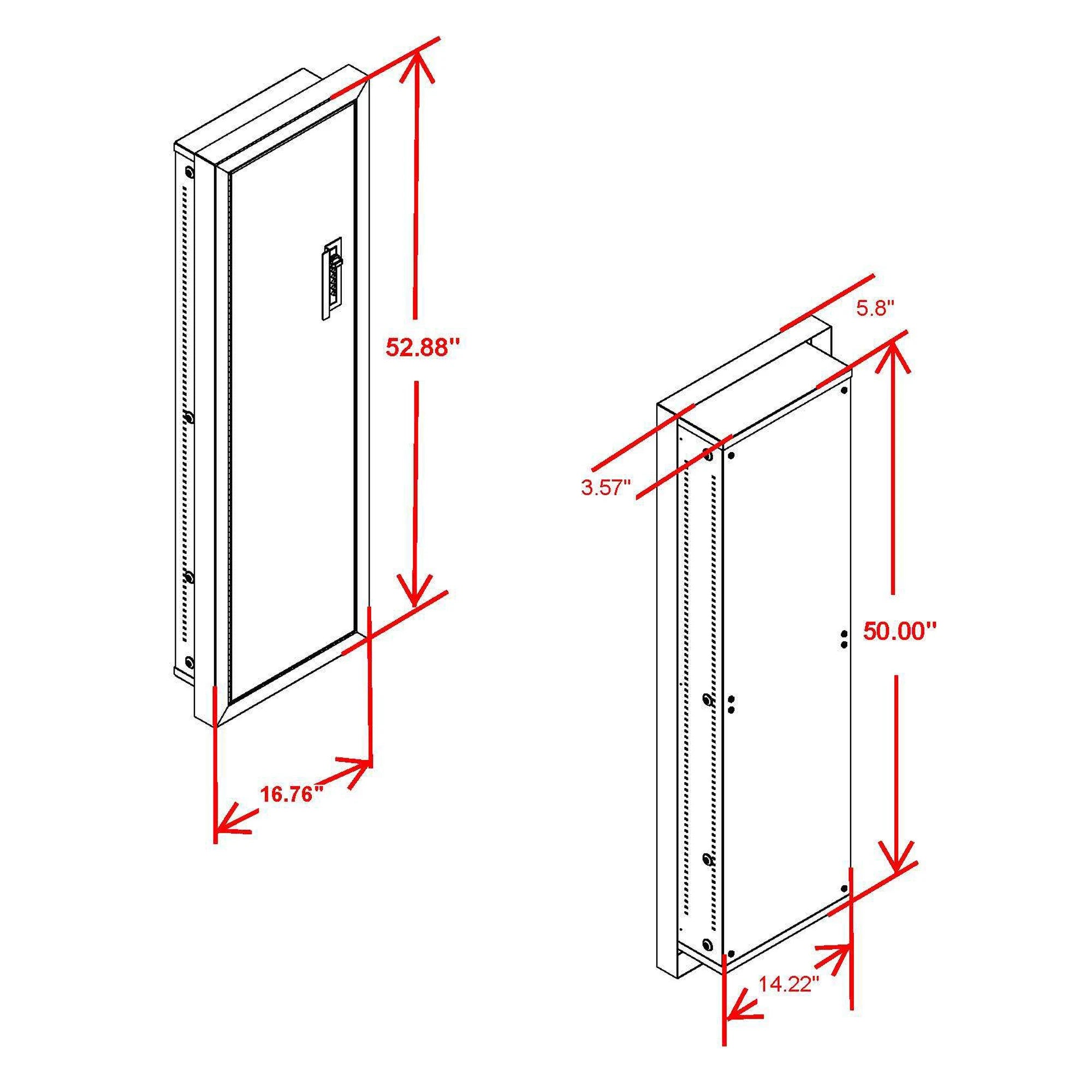 V-Line Secure Tactical Closet Vault wall safe 51653-S FBLK dimensions diagram