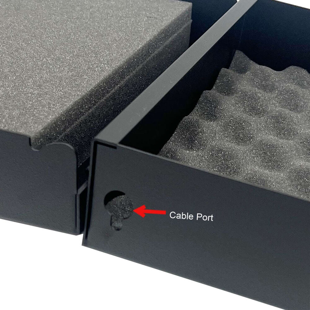 V-Line Tactical Top Draw handgun safe with quick access design and cable port for secure firearm storage.