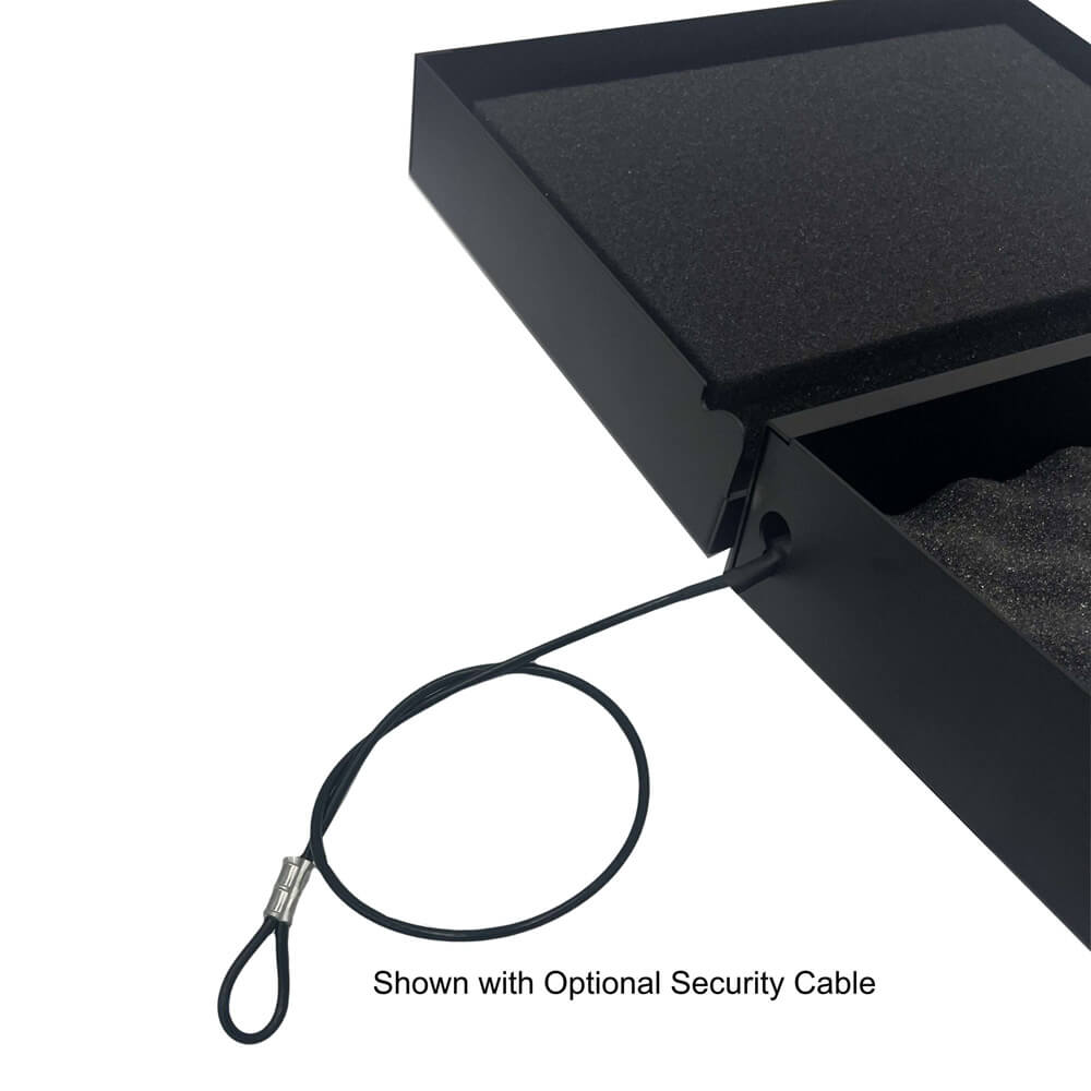 V-Line Tactical Top Draw handgun safe with quick access latch and security cable for secure firearm storage.