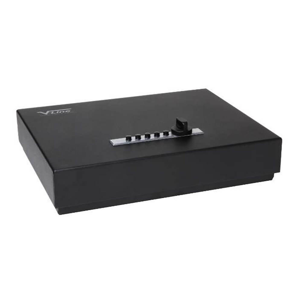 V-Line Tactical Top Draw handgun safe with quick access security case, featuring a durable exterior and secure locking mechanism.