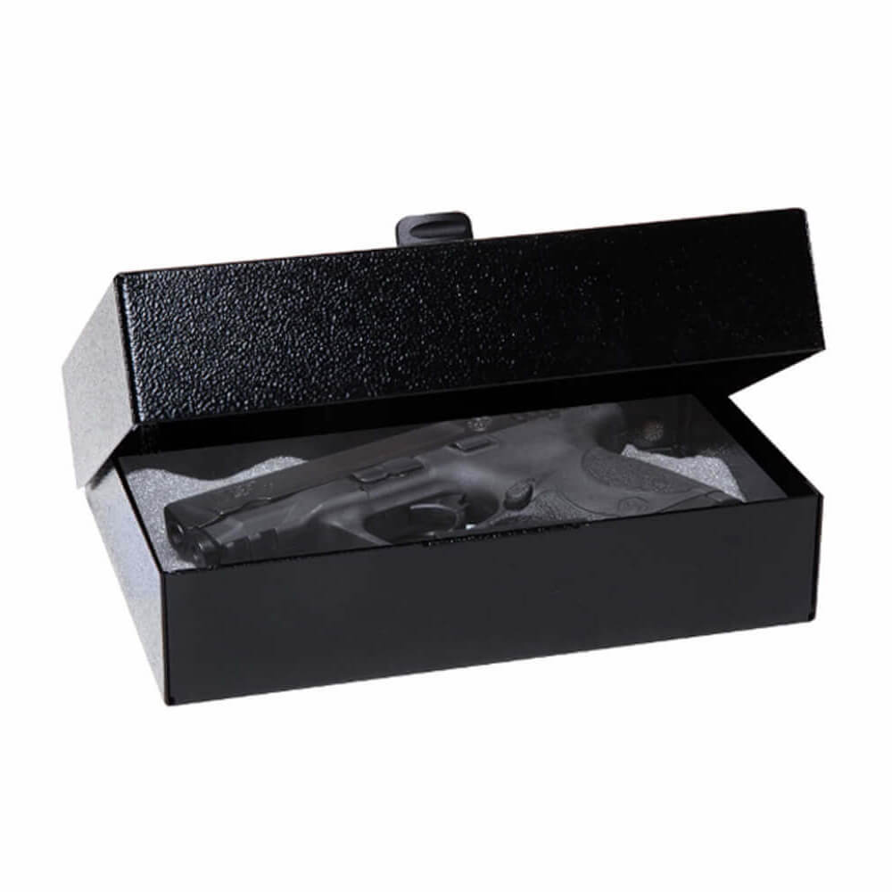 V-Line Compact Pistol Safe with secure lock and compact design, ideal for handgun storage and protection.