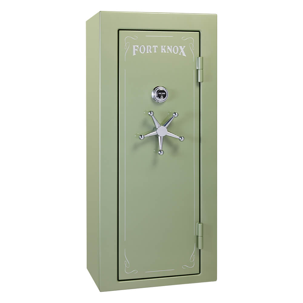 Fort Knox Maverick 6024 gun safe with digital lock and sturdy steel construction, shown with open door revealing interior storage.