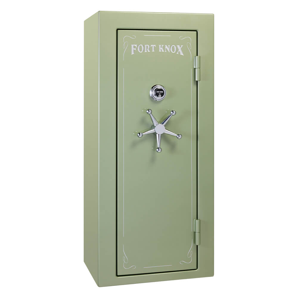 Fort Knox Executive 6026 gun safe with sturdy metal construction and digital keypad lock, shown with closed door and secure handle.