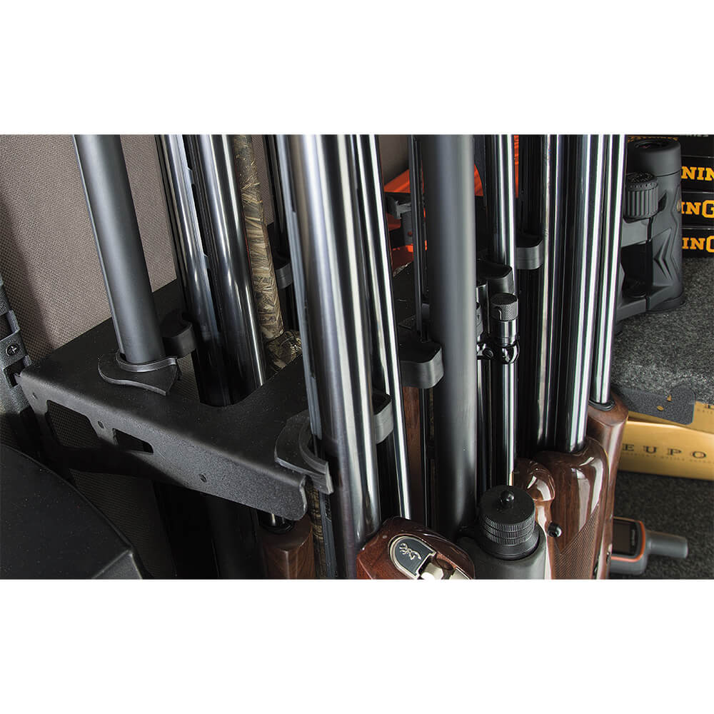 Dean Security's Browning AXIS high capacity barrel rack with multiple storage options, designed for secure and organized barrel storage.