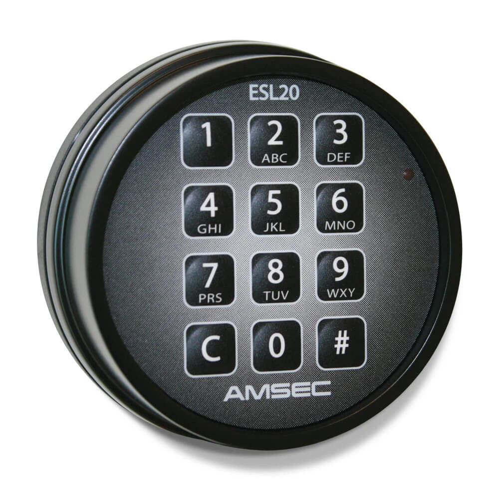 American Security ESL20XL lock option by Dean Security, Inc., showing the lock component with keyhole and sleek metal finish.