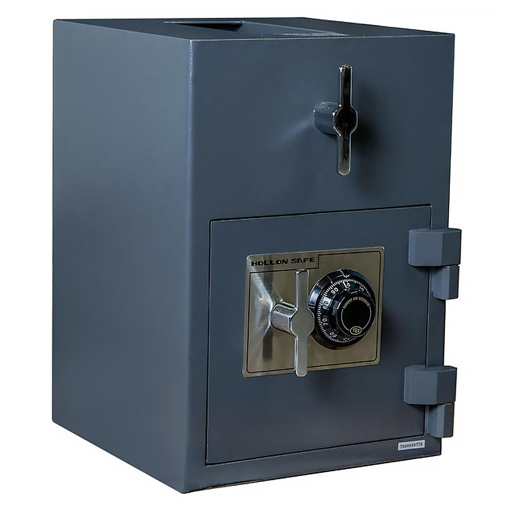 Closed view of Hollon RH-2014C Drop Safe Rotary Hopper, a secure depository drop safe with a sturdy metal exterior.