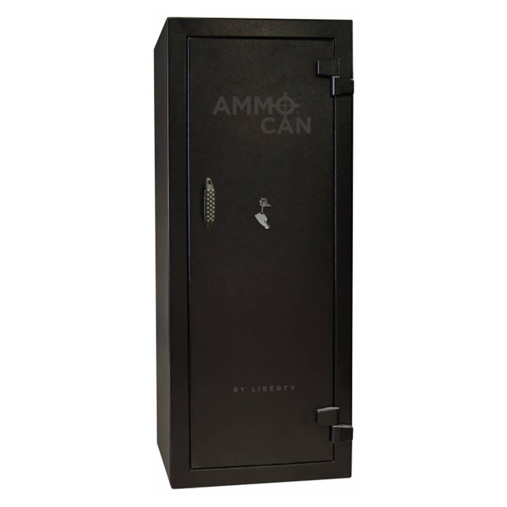Liberty Ammo Can Ammunition Safe, an open metal gun cabinet