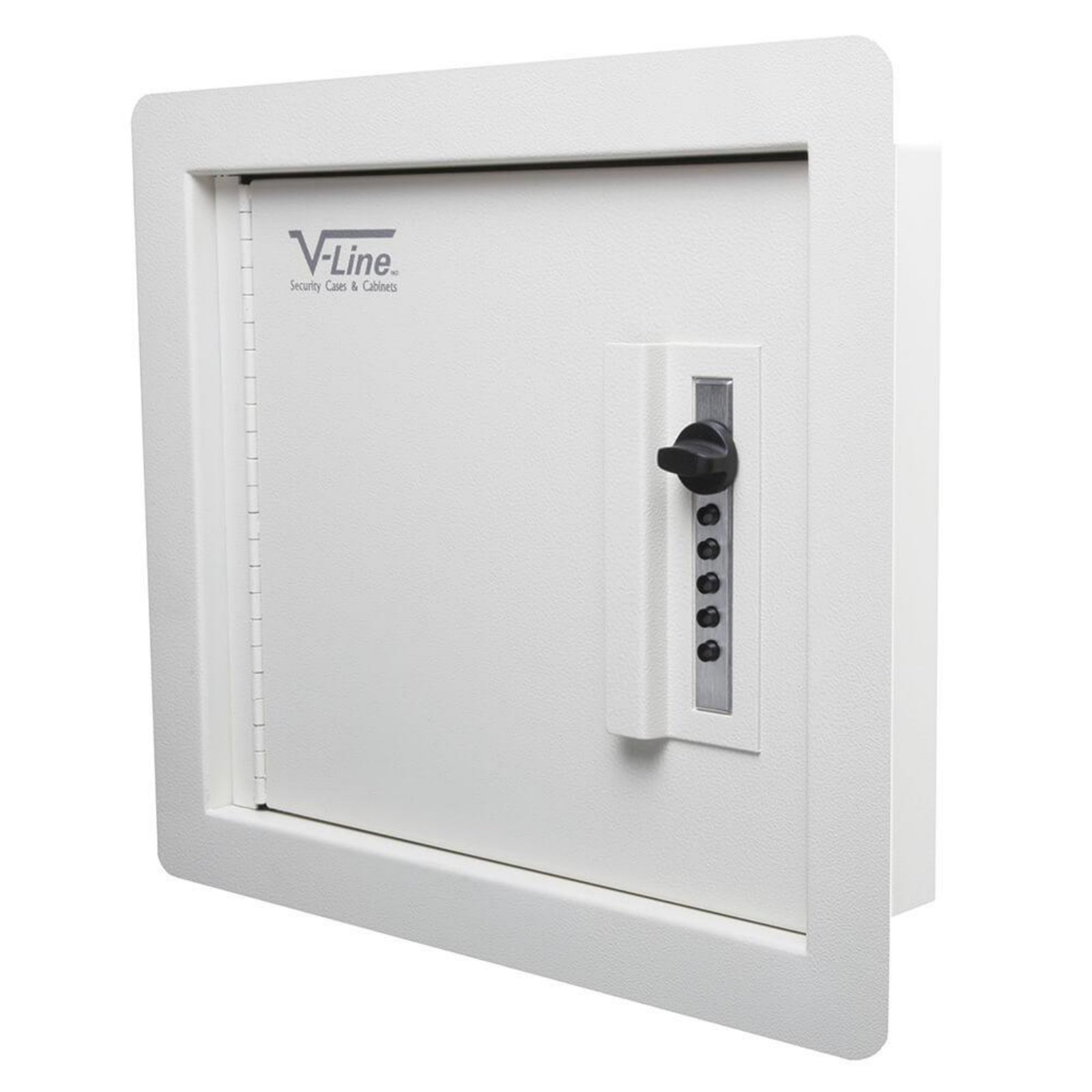 V-Line V-Line Wall Safe Quick Vault Model 41214-S with closed door and angled view for secure storage.