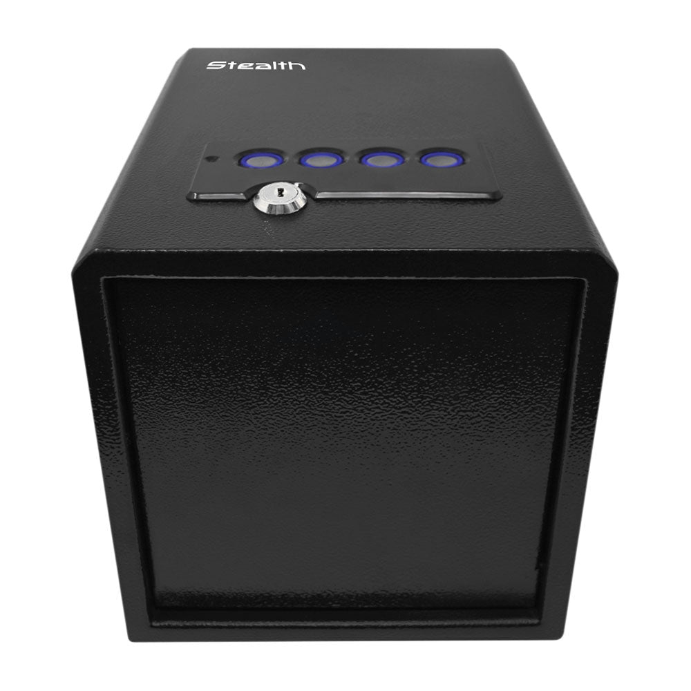 An open Stealth Handgun Hanger Safe Quick Access Electronic Pistol Security Box, part of the Dean Safe handgun safe collection