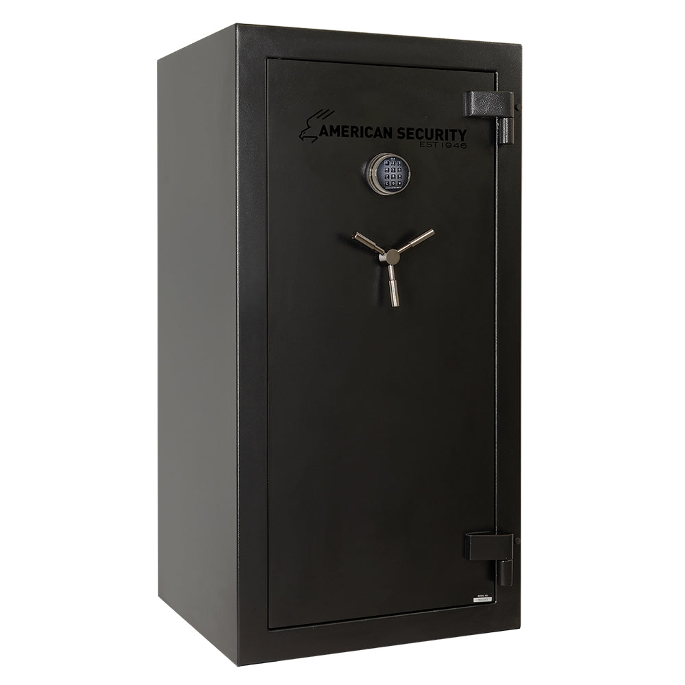 American Security SF6030E5 gun safe with secure locking mechanism and durable steel construction, designed for firearm safety.