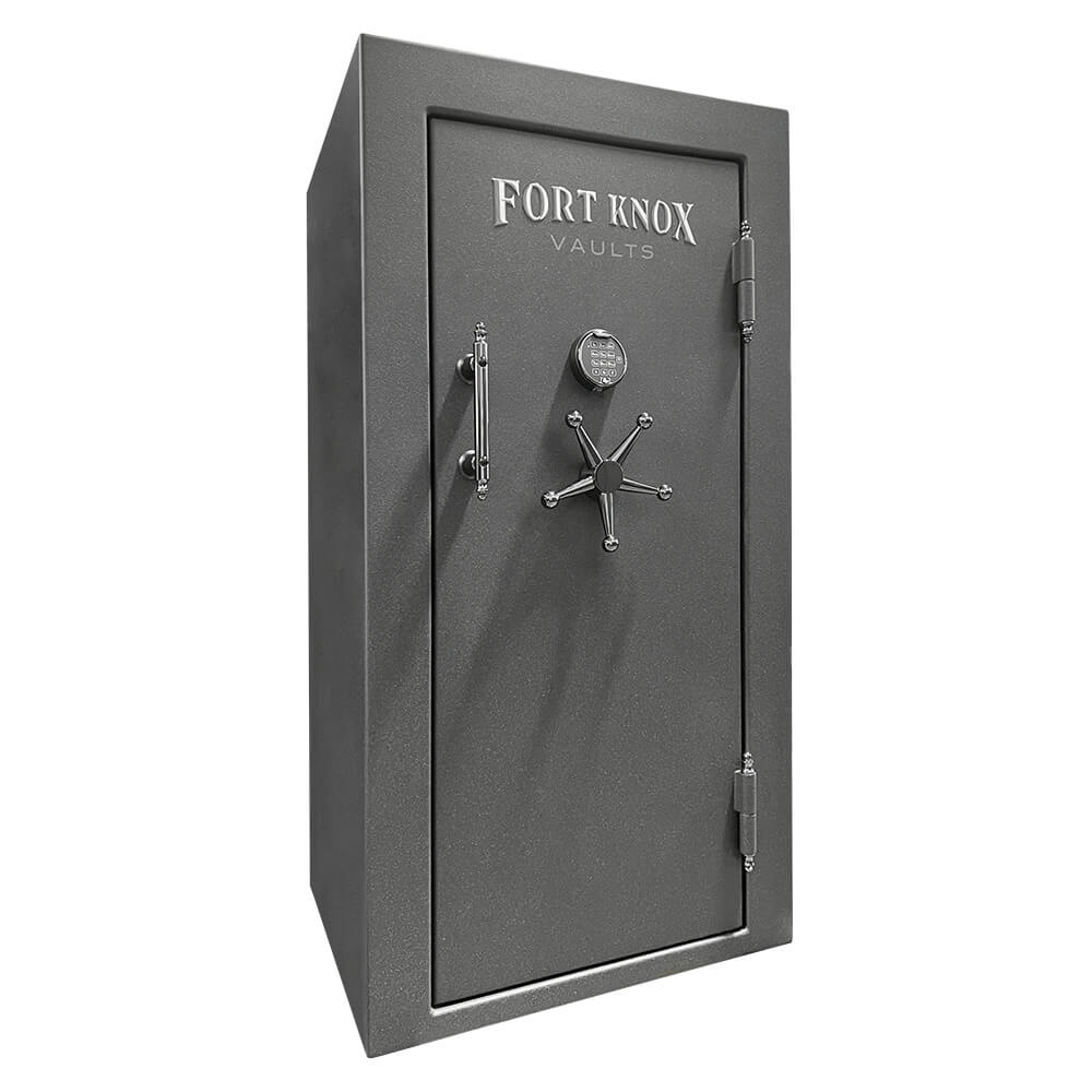 Fort Knox Defender 6031 gun safe in dark granite finish with upgraded security features and sturdy construction.