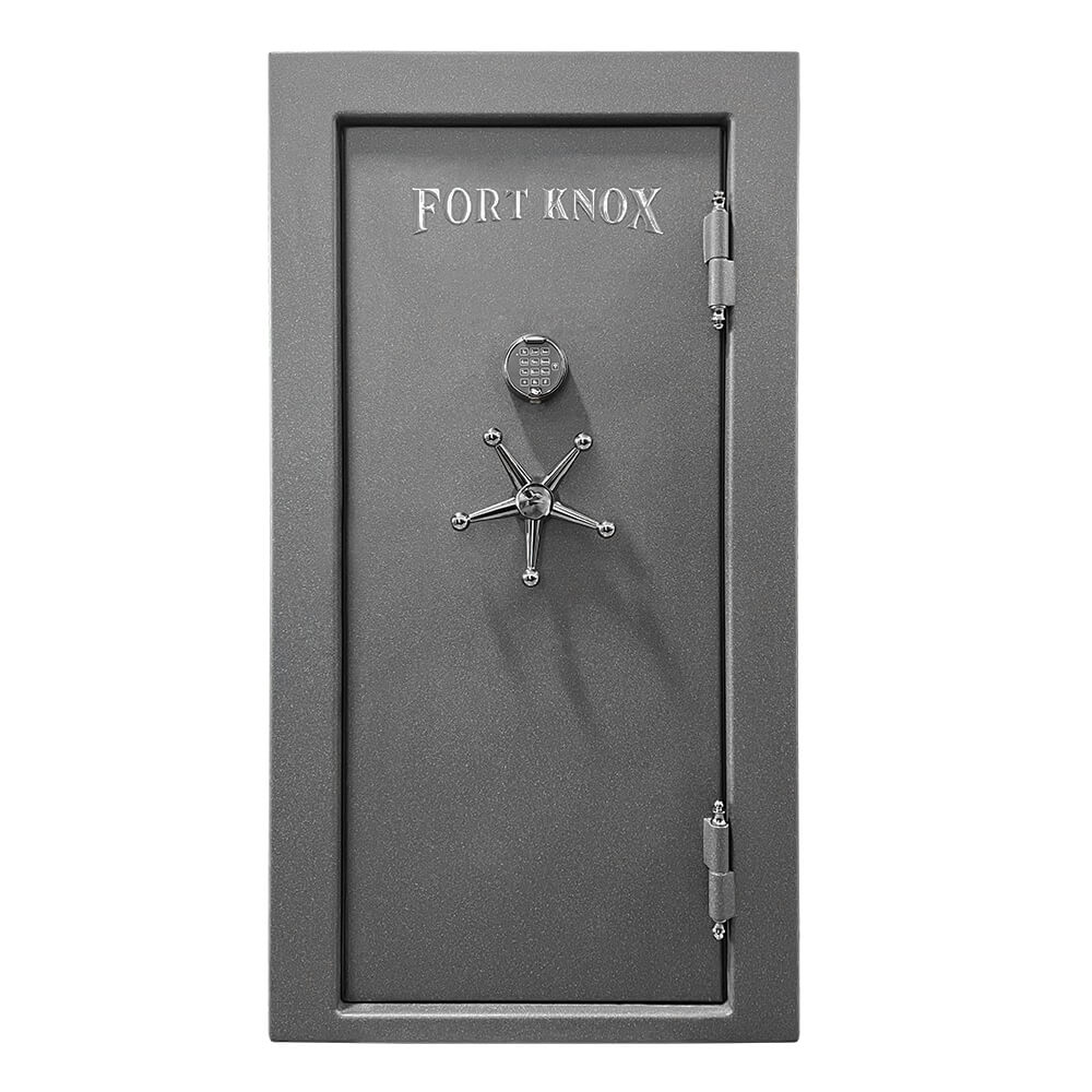 Fort Knox Maverick 6031 gun safe in dark granite finish with upgraded lock and interior shelving.